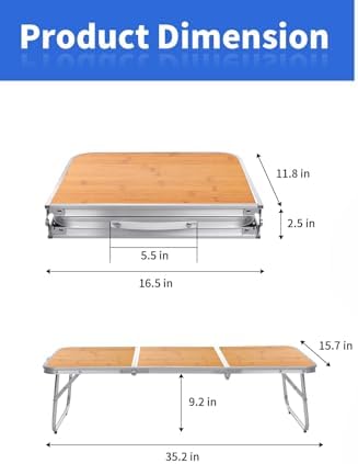 Moosinily Mini Small Camping Table 3FT Folding Picnic Table Foldable Low Camp Table Portable Short Aluminum Outdoor Short Floor Beach BBQ Yellow 35.2×15.7 inch