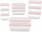 Glass Food Storage Containers with Lids - 22 Piece - 10.5 oz, 17.6 oz, 25.4 oz & 57.5 oz Sets Glass with BPA-Free Leak Resistant Stackable Lids - Microwave, Oven & Dishwasher Safe - Berry Blush