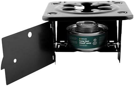 Coghlan's Portable Folding Camp Stove – Compact, Lightweight Steel Cooking Stove for Camping, Backpacking, Hiking, or Emergency Use – Uses Canned Heat or Fuel Tablets, Black