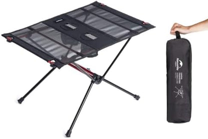 Naturehike FT07 Ultralight Camping Table, 1.6 LBS Portable Backpacking Table with Carry Bag & Cup Holder, Folding Mesh Camp Table for Camping Picnic Beach Fishing