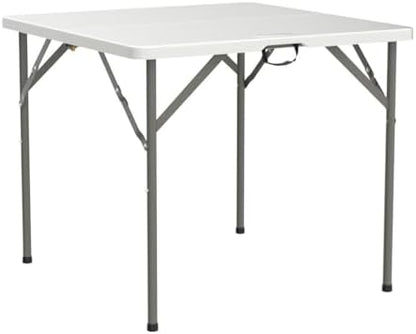 VINGLI 34" Fold in Half Square Table, Bi-Folding Commercial Portable Plastic Dining Table for Kitchen Outdoor Party Wedding Event, White