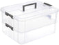 JUXYES 2-Tiers Plastic Stack Carry Storage Containers Box wih Handle Lids
