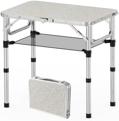 YihuiKo Folding Picnic Table, Small Camping Table with Adjustable Heights