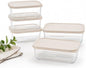 Glass Food Storage Containers with Lids - 10 Piece - 3 x 25.4 oz & 2 x 57.5 oz Glass with BPA-Free Leak Resistant Stackable Lids - Microwave, Oven & Dishwasher Safe - Ideal for Meal - Vanilla Mist