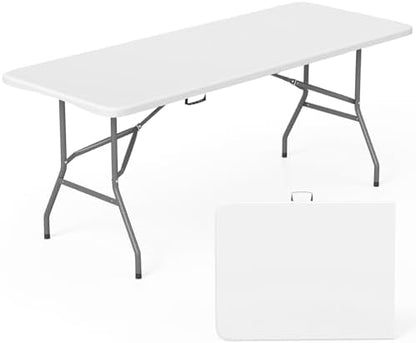 FDW | 6FT Folding Table | White | Portable Plastic Table