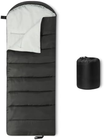 Amazon Basics Sleeping Bags for Adults, Camping Essentials, 3 Season Warm & Cool Weather