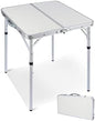 RedSwing Small Square Folding Table 2 Feet Adjustable Height, Lightweight and Portable Aluminum Camping Table for Outdoor Indoor Picnic, 24 in x 24 in x 27 in
