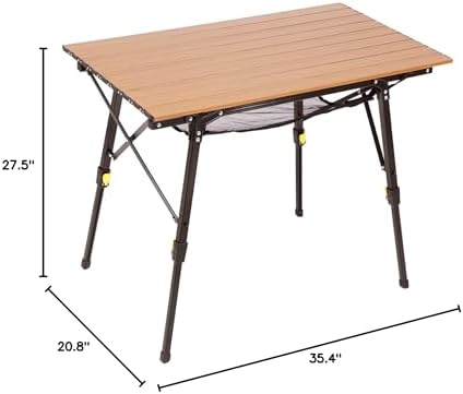 Portal Camping Table, Folding Aluminum Outdoor Table with Mesh Layer