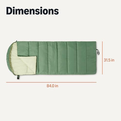 Amazon Basics Sleeping Bags for Adults, Camping Essentials, 3 Season Warm & Cool Weather