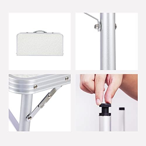 RedSwing Small Square Folding Table 2 Feet Adjustable Height, Lightweight and Portable Aluminum Camping Table for Outdoor Indoor Picnic, 24 in x 24 in x 27 in