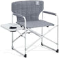 EVER ADVANCED Kids Directors Chair with Side Table, Padded Kids Folding Camping Chair Outdoor with Safety Lock, Lightweight Portable Camp Chairs for Beach, Balcony, Patio, Supports 150lbs, Grey
