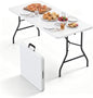 Folding Table, 5FT Foldable Picnic Table with Carrying Handle, Heavy Duty Fold-in-Half Portable Table for Weddings, Camping, RV Travel, Parties, BBQs, and Indoor Use, Easy to Fold and Store, White