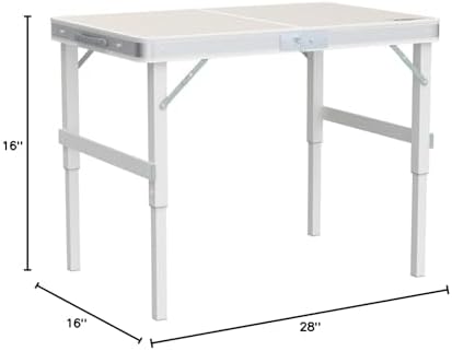VINGLI 3FT Small Camping Folding Table Adjustable Height Aluminum Folding Table for Picnic Party BBQ, Plastic RV Suitcase Table Portable Lightweight Fold Up Utility Outdoor Tables
