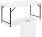 4ft Folding Table with Adjustable Height, 3-Level Foldable Table with HDPE Top & Steel Legs, Portable 4 Foot Folding Table for Picnic, Party, Craft, Indoor Outdoor Use, White