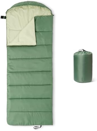 Amazon Basics Sleeping Bags for Adults, Camping Essentials, 3 Season Warm & Cool Weather