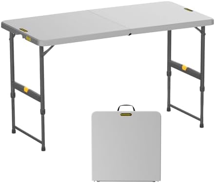 FanttikOutdoor Folding Table 4 Foot Quick Adjust Portable Plastic 4 Heights