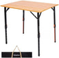 KingCamp Bamboo Camping Table with Adjustable Height (265LBS)