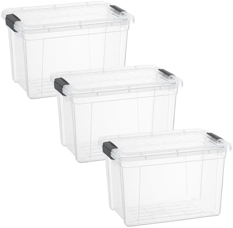 Superio 4.75 Quart Clear Plastic Storage Boxes with Lids, Stackable Organizer Containers, BPA-Free Storage Bins for Home, Office, School & Dorm, 3 Pack