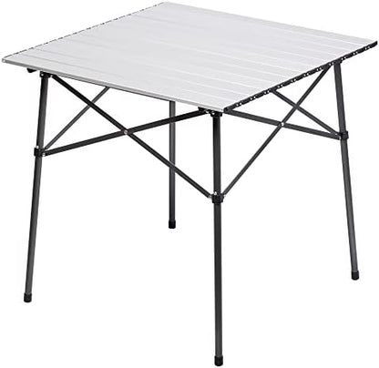 Portal Lightweight Aluminum Folding Square Table Roll Up Top 4 People Table