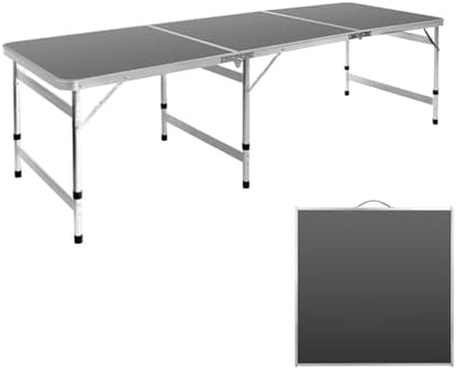 Moosinily Camping Table 6FT Folding Table Large 3 Adjustable Height Portable Picnic Table Camp Aluminum Outdoor Picnic BBQ Black