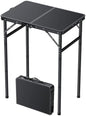 JiGiU Folding Camping Table MDF Desktop, 3 Adjustable Height-Max 29"