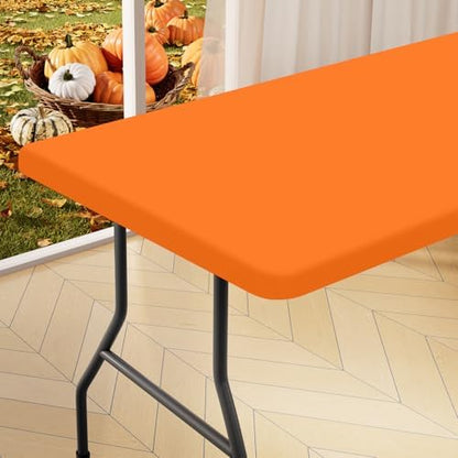 homing Rectangle Table Cloth Cover 8 Foot Orange Elastic Fitted Tablecloth