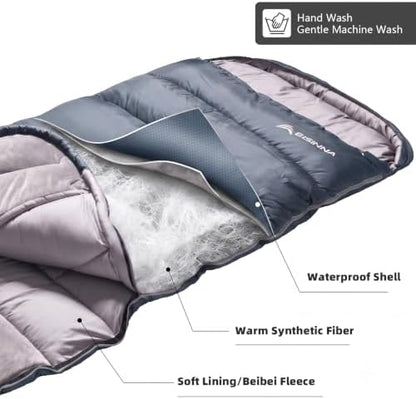 BISINNA 0 Degree Sleeping Bag XL for Adults Cold Weather Sleeping Bags Winter Big and Tall Large Sleeping Bags Zero Degree Camping