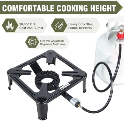 Bestfire High Pressure Propane Burner, 26,000 BTU Single Propane Stove