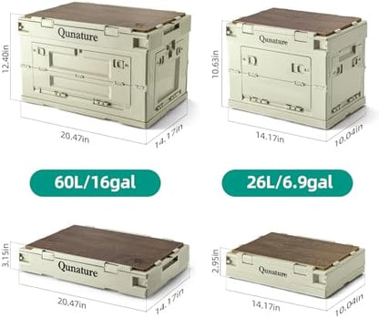 Collapsible Camping Storage Bin 60L with Lockable Doors & Cutting Board