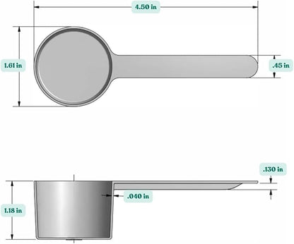32 mL (32 CC | 1.08 Oz.) Long Handle Scoop for Measuring Coffee, Pet Food, Grains, Protein, Spices and Other Dry Goods (Pack of 5)