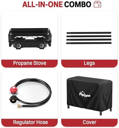 2 Burner Propane Camp Stove | 150,000 BTU | High Pressure Gas Burners