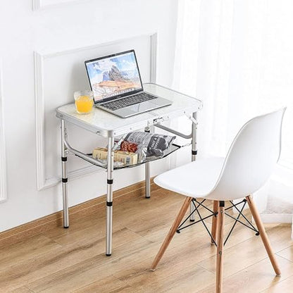 YihuiKo Folding Picnic Table, Small Camping Table with Adjustable Heights