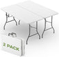Folding Table 2 Pack, 6 FT Foldable Plastic Table with Carrying Handle, Heavy Duty Portable Fold-in-Half Utility Table for Party, Camping, Banquet, Craft, Wedding, Indoor & Outdoor Use