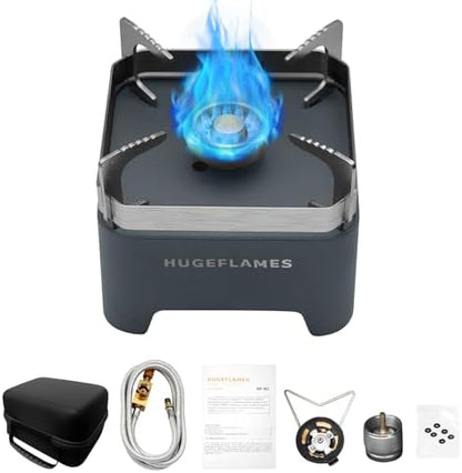 Single Burner Propane Stove, Wind-Guard Camping Stove, Automatic Ignition Propane Burner for Outdoor Cooking
