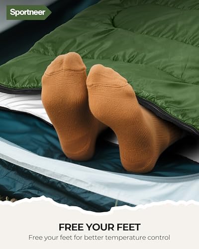 Sportneer Sleeping Bag, 3 Seasons Warm Cold Weather Sleeping Bags for Adults Kids Boys Girls with Compression Sack- Lightweight Camping Essentials Gear Accessories, Backpacking, Hiking