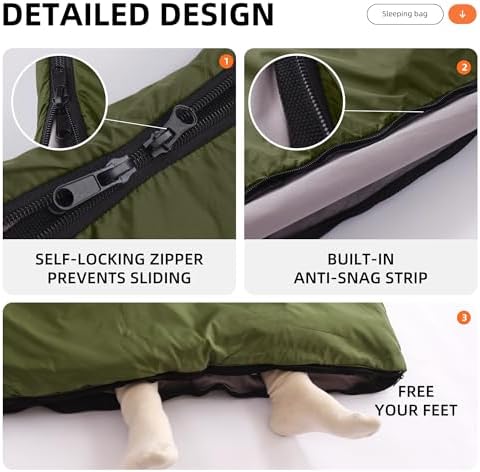 Double Sleeping Bags Queen Size for Adults Camping with 2 Pillows