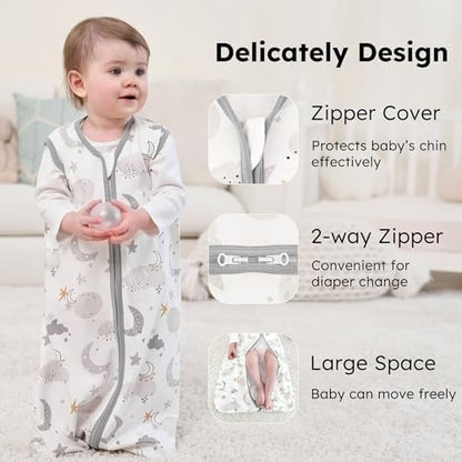 Baby Sleep Sack 6-12 Months 0.5 Tog Soft Sleeping Bag 100% Cotton