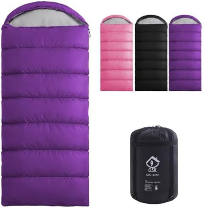 XXL Sleeping Bag for Adults Lightweight 41-59℉, 3-4 Season Waterproof Camping Sleeping Bag with Compression Sack for Backpacking Hiking