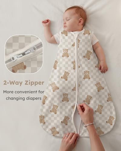 Yoofoss Baby Sleep Sack 6-12 Month 0.5TOG 100% Organic Cotton 2-Way Zipper