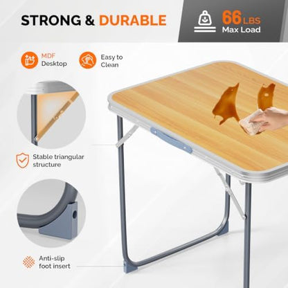 VINGLI 2.3FT Small Camping Table，Portable Camping Table with Carrying Handle, Picnic Table Foldable Table Essentials for Indoor Outdoor
