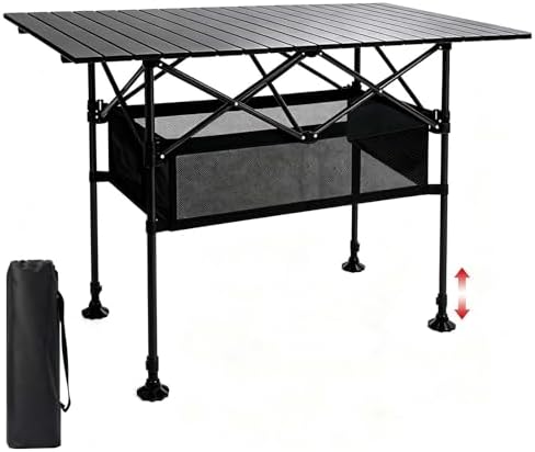 Damei century Large Folding Camping Table, 46.45×25.6in, Adjustable Height