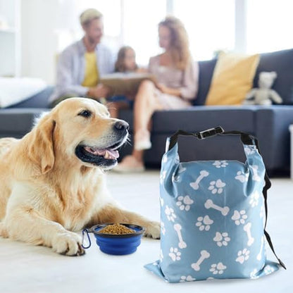 2Packs Dog Travel Bag,10 lb Dog Food Storage Container, Large Capacity Pet Travel Accessories, Reusable Dogs Food Carrier for Camping with 2Packs Collapsible Dogs Bowls,Perfect for Camping Trip