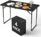 Folding Table 4 Pack, 4FT Folding Table with Adjustable Height, Black