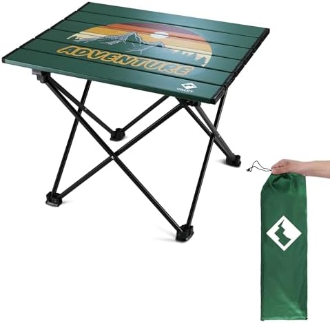 VILLEY Portable Camping Side Table, Ultralight Aluminum Folding Beach Table