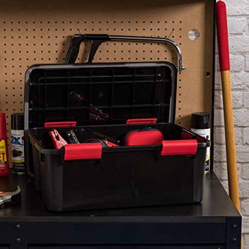 IRIS USA 6-Pack 31 Qt Storage Bins with Gasket Lids, Black/Red