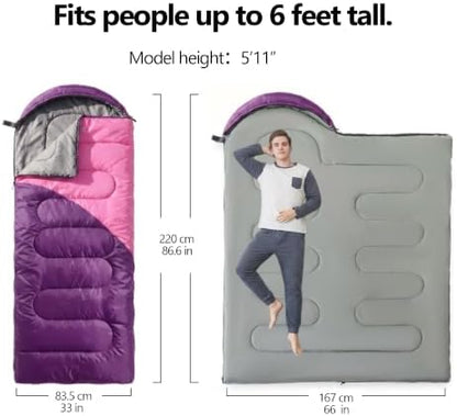 Lightweight Sleeping Bags for Adults & Kids, Backpacking & Scouts, Compact