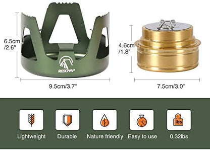 REDCAMP Mini Alcohol Stove Camping for Backpacking, Green