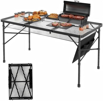 WildFinder Folding Grill Table, 4x2 FT Portable Camping Table, Foldable