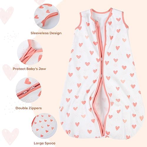 Yoofoss Baby Sleep Sack 6-12 Month 0.5TOG 100% Organic Cotton 2-Way Zipper