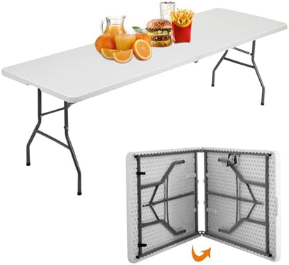 BestOffice | 8FT Folding Table | White | Portable Plastic Table